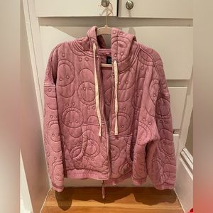 Urban outfitters pink smiley / frowny zip up